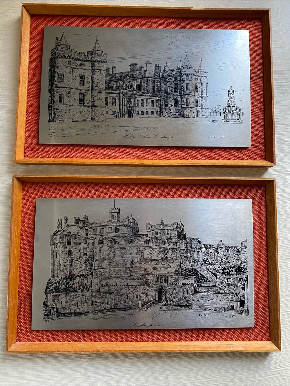 Framed Silver-Tone Castle Engraving Wall Art (Set of 2)